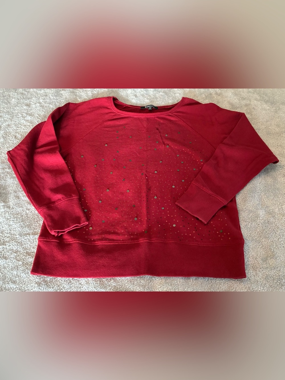 Women’s Relativity Red Scoop-Neck Sweater with Metallic Dot Accents Size PM